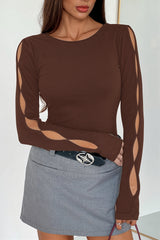 Twisted Cutout Long Sleeve T Shirt