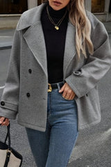 Manteau blazer court oversize polyvalent en laine mélangée