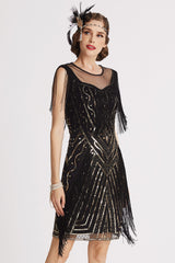 Robe de soirée vintage à franges et sequins