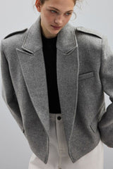 Structured Wool Notch Lapel Coat