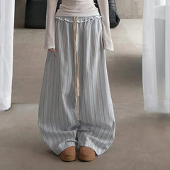 Pantalon taille haute à rayures patchwork