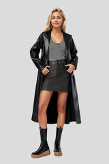 Manteau en cuir chic style peignoir long infroissable