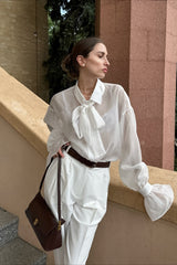 Bow Tie Sheer Blouse
