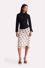 Jupe trapèze taille haute à pois