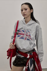 Sweat à capuche court rétro Union Jack Star