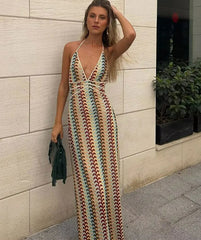 Robe midi dos nu sans manches