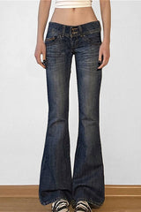 Jean évasé stretch taille basse chic et tendance