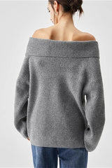 Pull gris uni à épaules dénudées