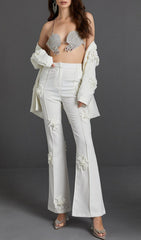 Jean taille mi-haute STEREO FLEUR blanc