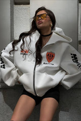 Sweat à capuche oversize zippé avec logo imprimé.
