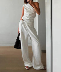 Ensemble deux pièces pantalon dos nu White Hollow