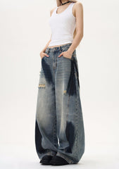 Jean baggy à jambes larges délavé et usé