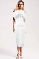 Robe de soirée élégante blanche à fleurs, coupe ajustée, bandage
