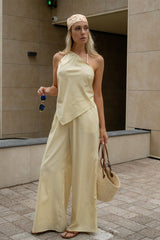 Halter Backless Top Wide Leg Pants Set