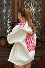 Sweat à capuche oversize boyfriend à imprimé lèvres