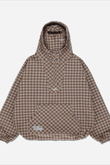 Vintage Plaid Half-Placket Masked Hoodie