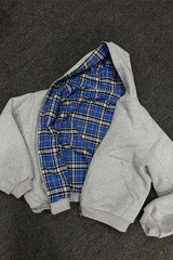 Reversible Checkered Patchwork Heavyweight Hoodie