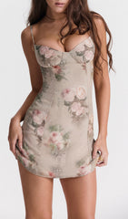 Robe mini vintage à fleurs