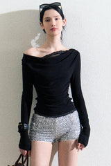 Haut en dentelle noire slim