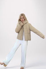 Quilted Down Blend Cropped Coat