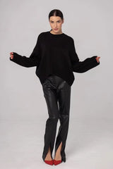Pull oversize à col rond en maille unie
