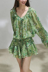 Romantic Ruffle Off Shoulder Waist Short Floral Dress