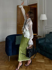 Chemisier blanc sexy ample à volants