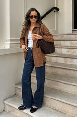 Veste Maillard en daim marron à col ample