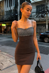 Lace Bustier Tie Back Bow Bodycon Slip Dress