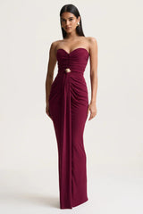 Strapless Ruched Waist Sash Party Dress