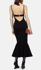 Robe longue moulante à bretelles noires