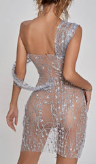 Robe mini à sequins fendue