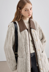 Manteau de fourrure bicolore