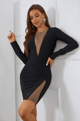 Robe bandage en maille à col en V Lora