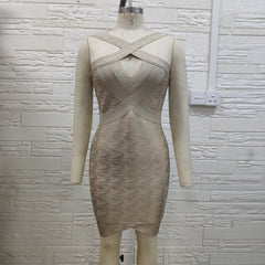 Robe bandage midi sans bretelles et découpes H01332