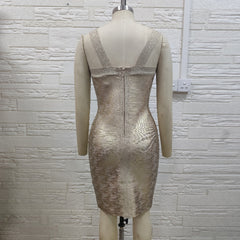 Robe bandage midi sans bretelles et découpes H01332