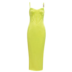 Robe moulante midi rayée sans manches à bretelles HB76590