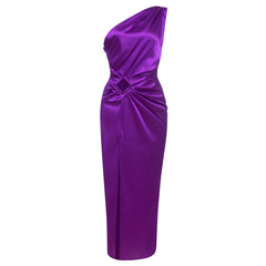 Robe moulante maxi asymétrique sans manches à découpes HB76670
