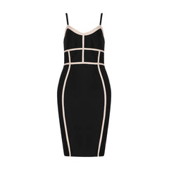 Robe bandage midi rayée sans manches à bretelles HB7789
