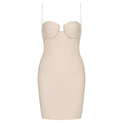 Robe bandage mini sans bretelles à chaîne en strass HB7917