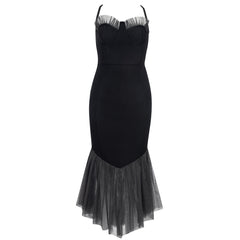 Robe bandage plissée midi sans manches à bretelles HB79270