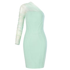 Robe midi asymétrique à une épaule et une manche, en maille bandage HB79680