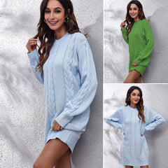 Robe pull en maille de chanvre pour femme