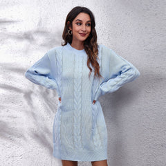 Robe pull en maille de chanvre pour femme
