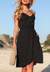 Robe boutonnée à col en V 