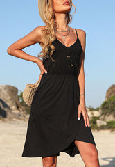 Robe boutonnée à col en V 