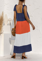 Robe à épaules dénudées et blocs de couleur