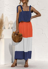 Robe à épaules dénudées et blocs de couleur