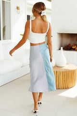 Robe nuisette midi taille haute bicolore pastel