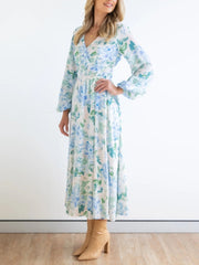 Robe à imprimé floral et taille froncée 